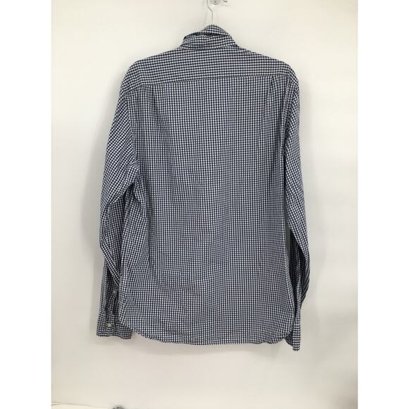 J. Crew Check Pattern Button Front Long Sleeve Shirt Blue Size Large Tall - Picture 7 of 9